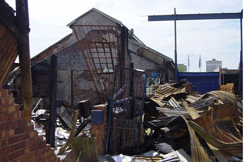 A burned building