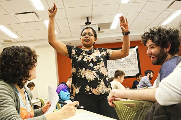 Professor Aparna Baskaran with a group of students