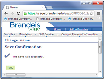 Screenshot displaying the "Save Confirmation" page.