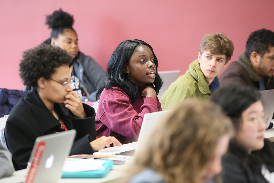 Students seated in a classroom