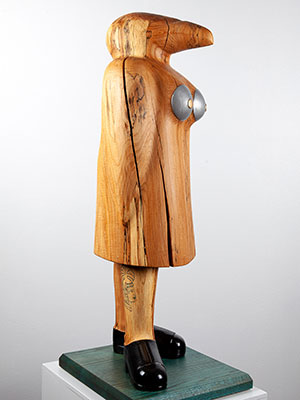 Standing alpha wood sculpture