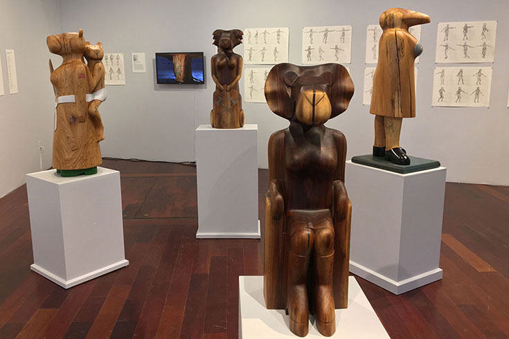 Donna's wood sculptures on display