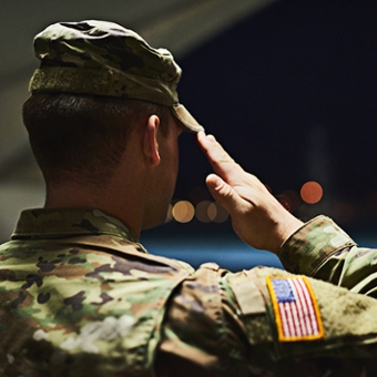 Solider saluting