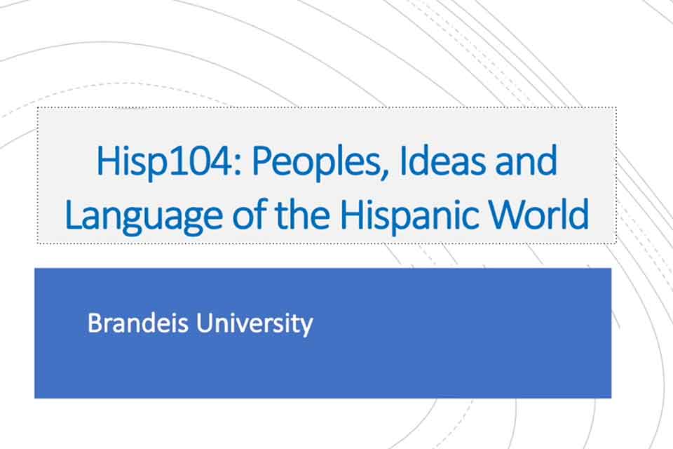 this is an introductory video explaining the HISP 104 course at Brandeis University