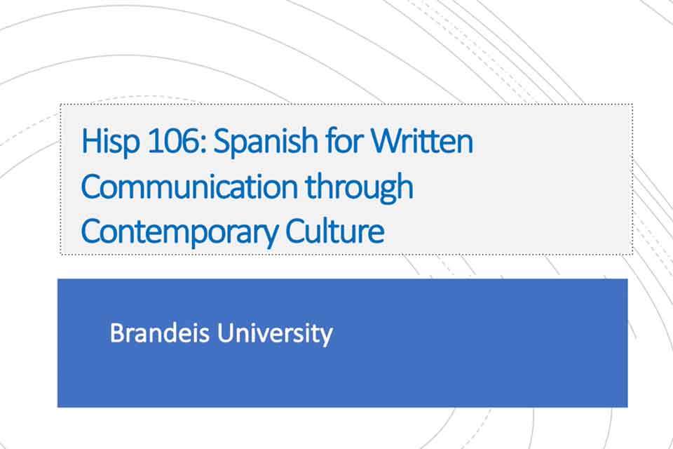 this is an introductory video explaining the HISP 106 course at Brandeis University