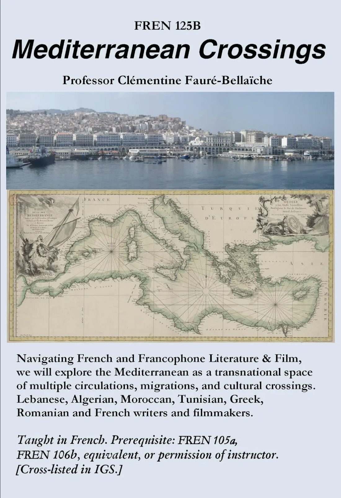 Map of French Mediterranean with boats