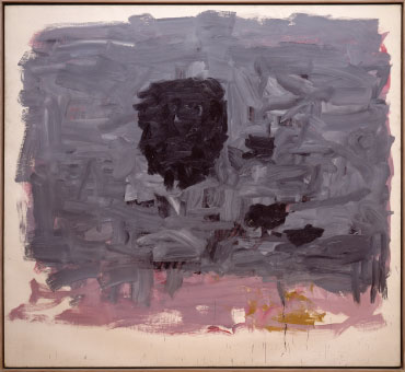 Abstract painting in purple and black