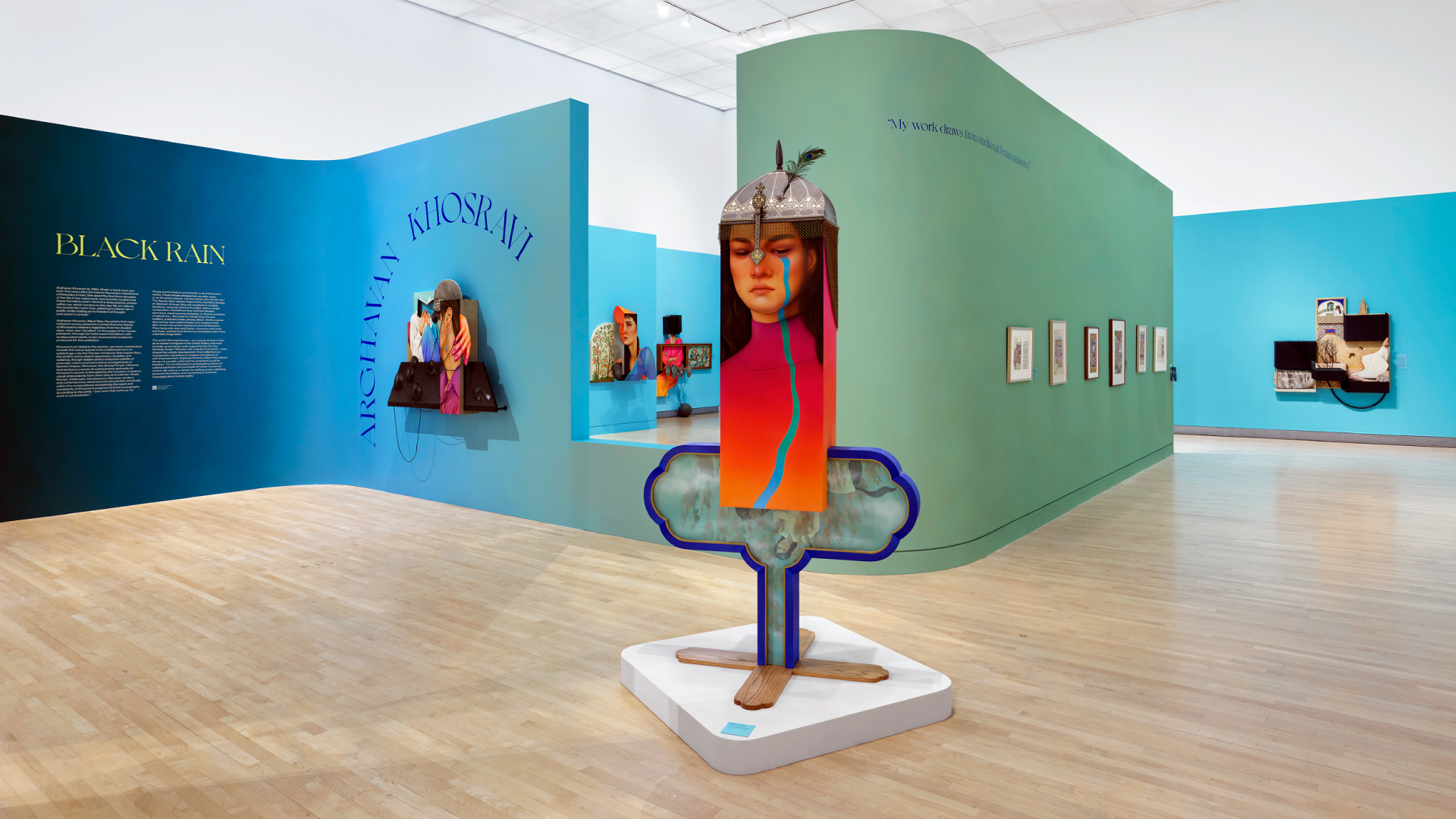 Installation view, "Arghavan Khosravi: Black Rain," Rose Art Museum, Brandeis University, August 3–October 22, 2023. Julia Featheringill Photography.