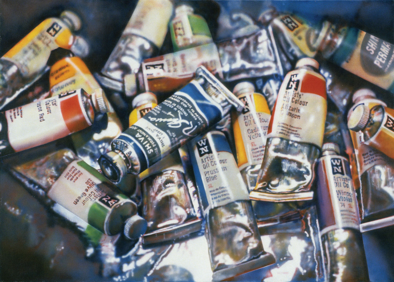 A painting of tubes of paint