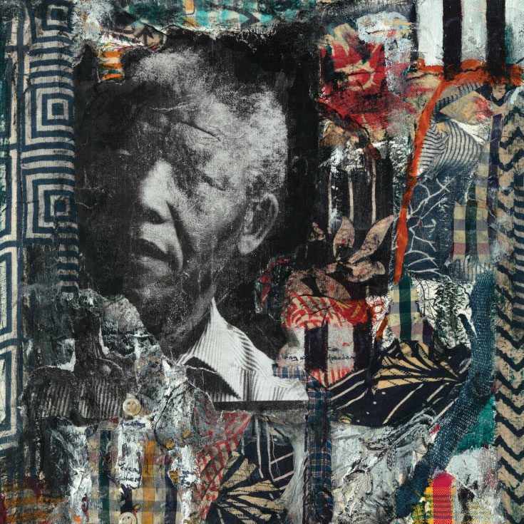 Portrait of Nelson Mandela with different fabrics
