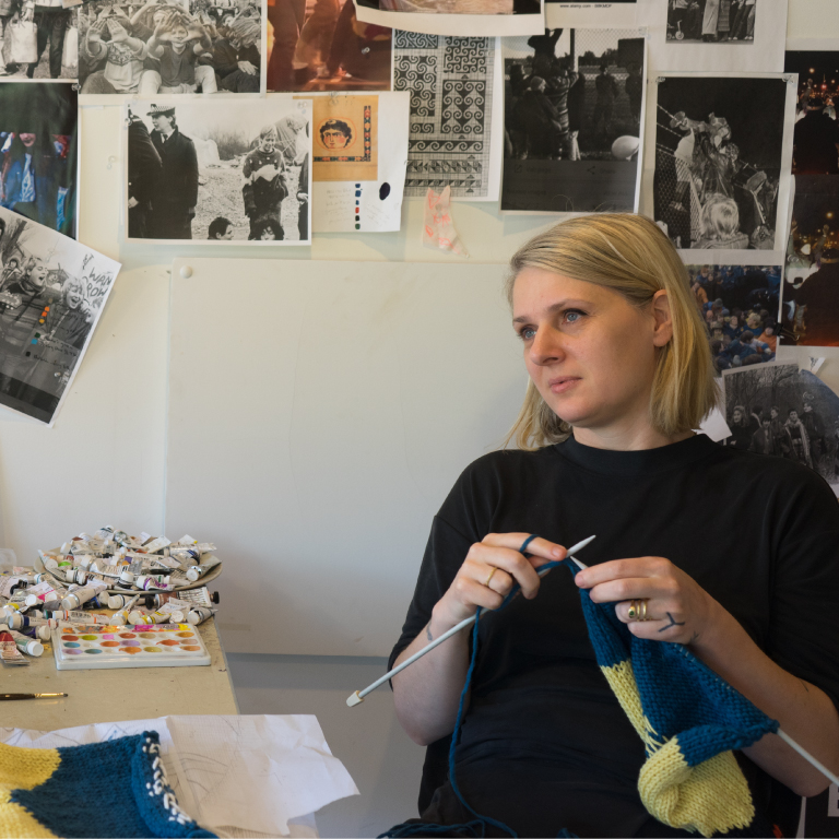 Ellen Lesperance in her studio