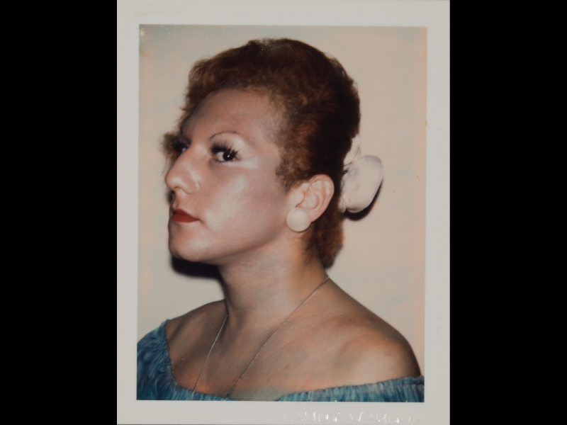 Polaroid taken by Andy Warhol of a person wearing make-up