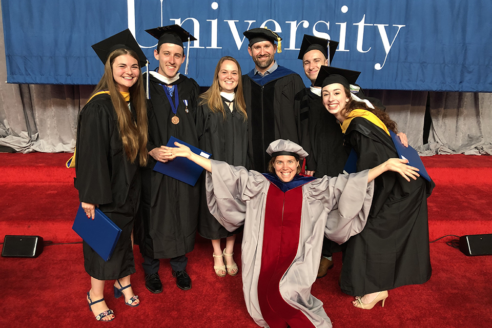 Students and faculty at recent commencement ceremony
