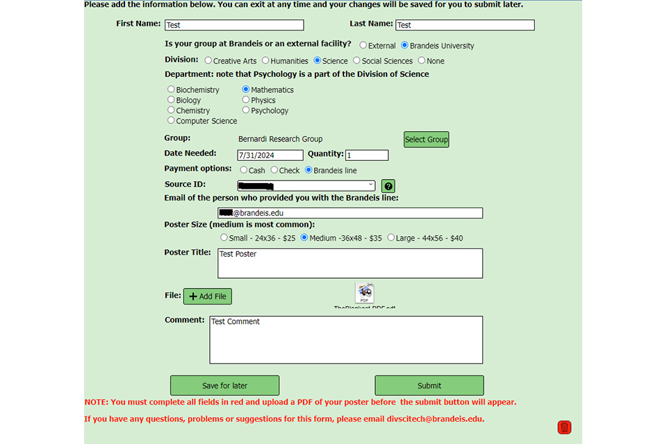 Science service request step 4