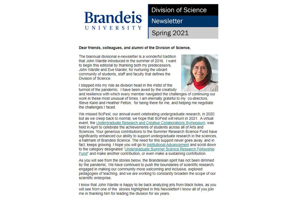 Top image from Fall 2020 Division of Science newsletter
