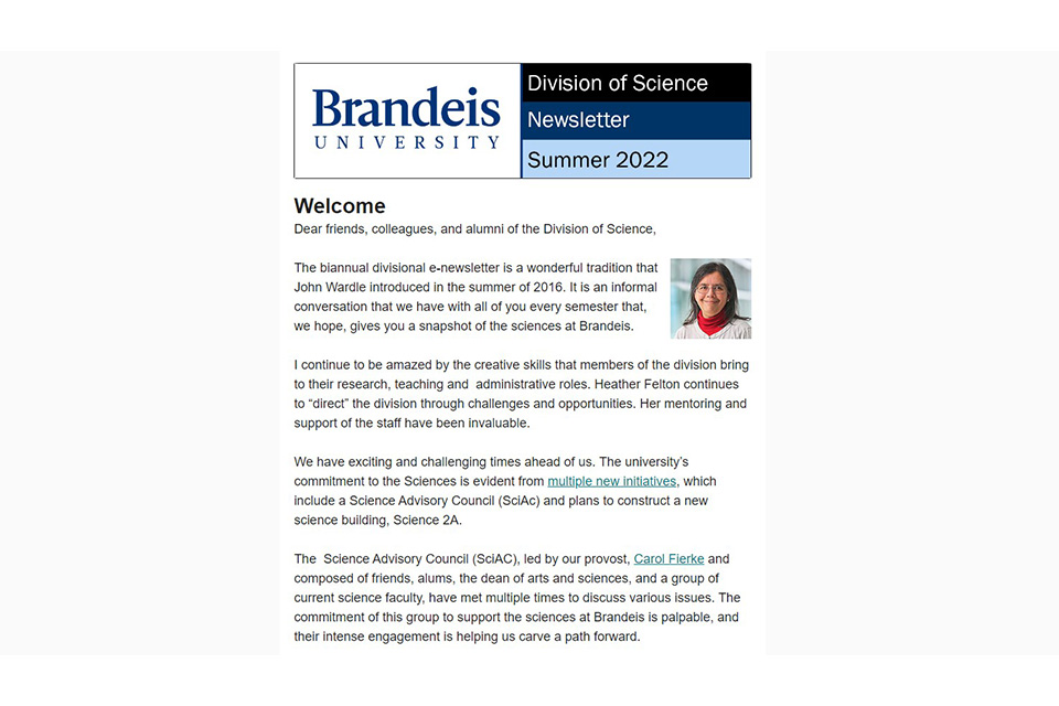Top image from Summer 2022 Division of Science newsletter