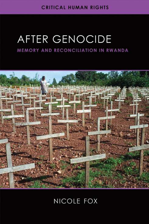 Nicole Fox's Book Cover, titled After Genocide: Memory and Reconciliation in Rwanda