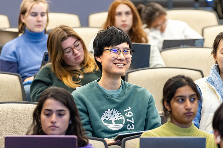 Students listen to a lecture in the Sociology of Celebrity class.
