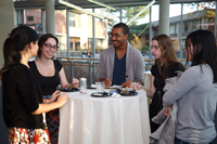 students at reception