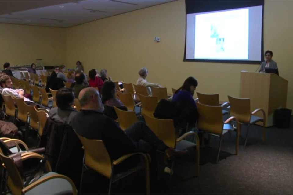 Inderpal Grewal speaking to a group