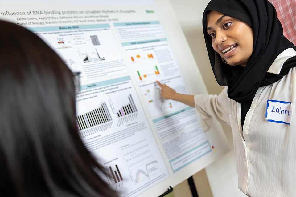 Zahra Sadeq presents her work to fellow students during SciFest