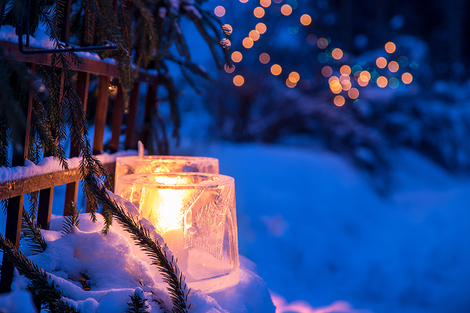 candles in the snow