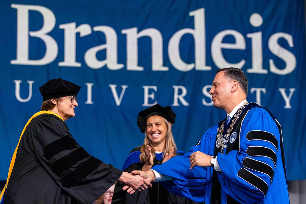 Brandeis University President Ron Liebowitz bestows an Honorary Degree upon Katalin Karikó