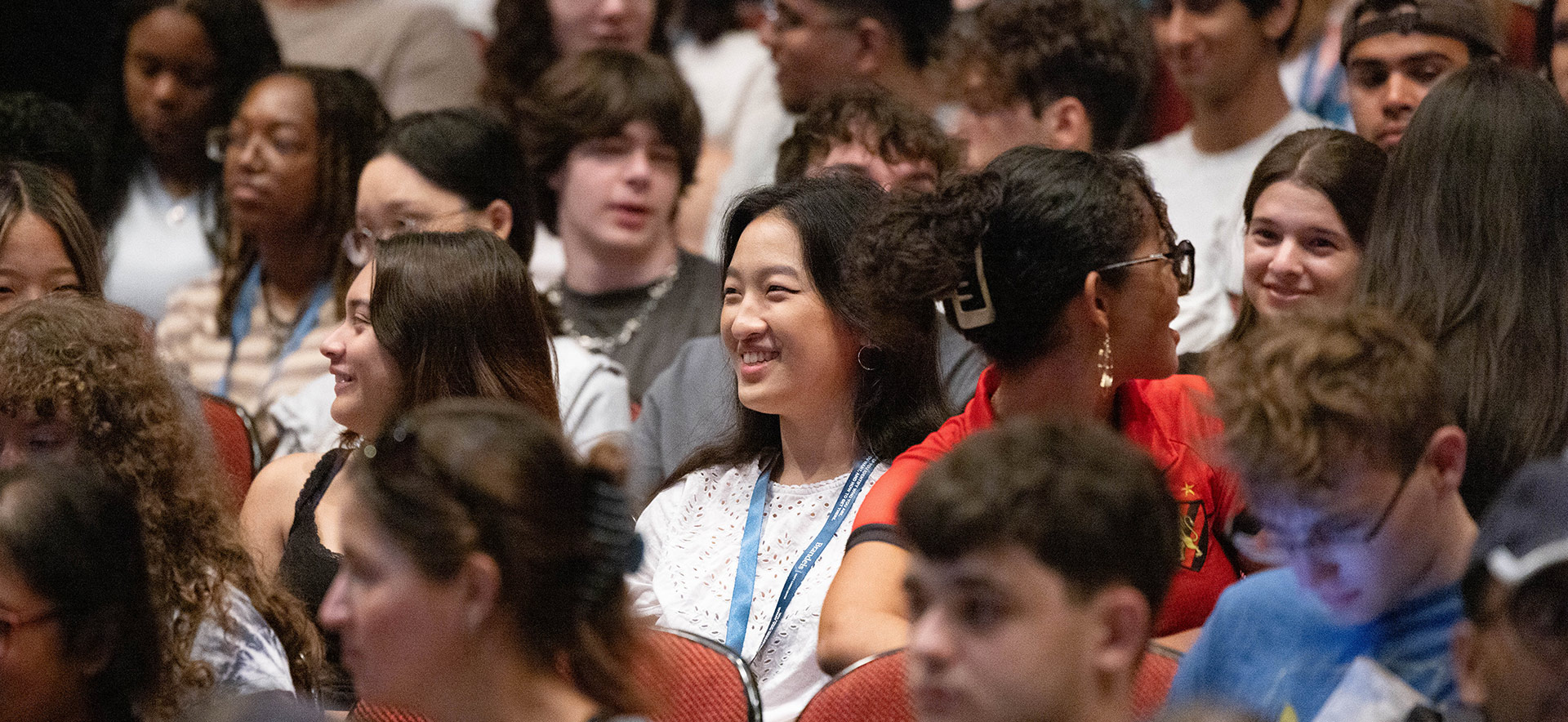 Students sit in the audience at the Hiatt Career Center Orientation event.
