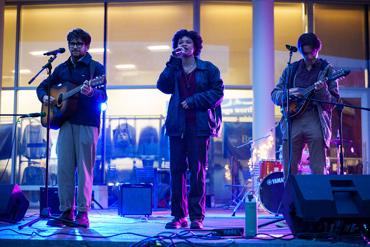 A band performs on stage at the Festival of the Arts.