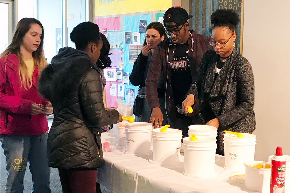 students serving ice cream