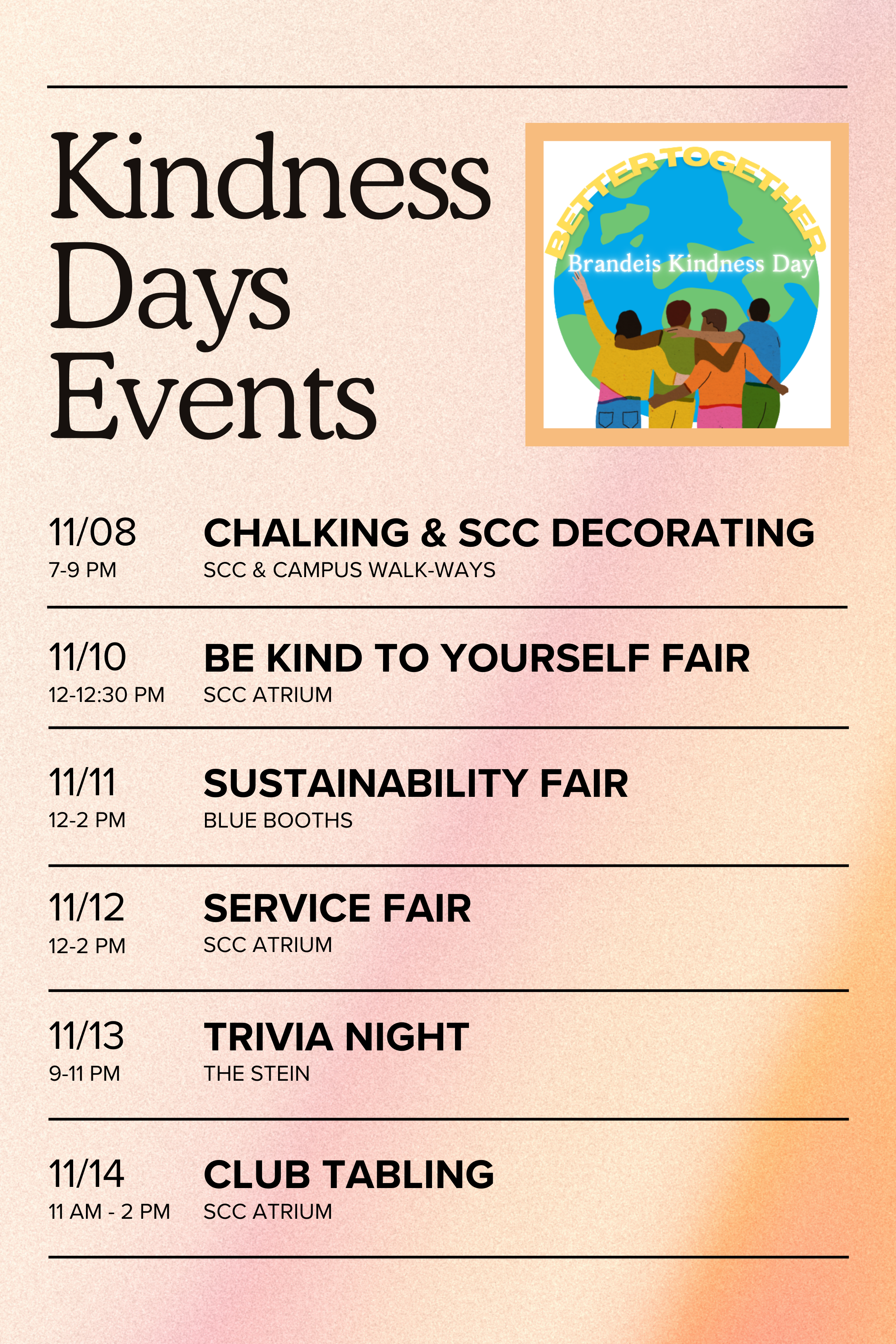 kindness days schedule