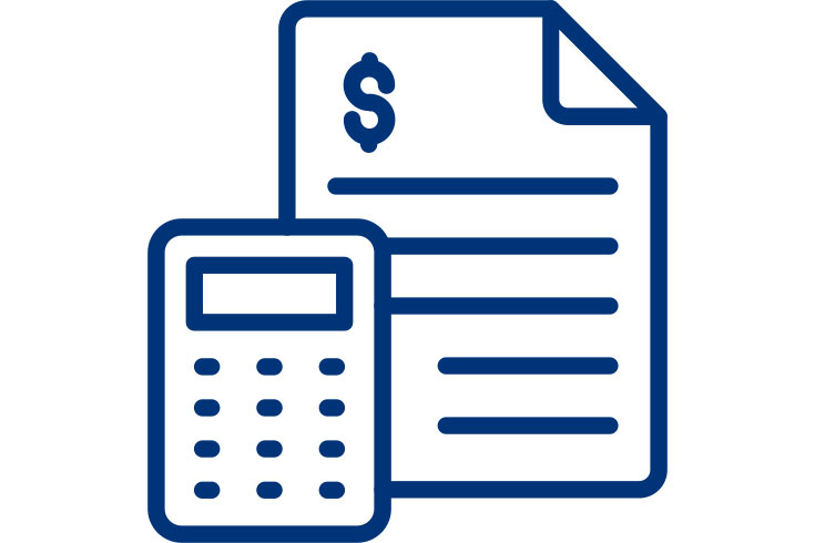 An icon of a calculator and a document