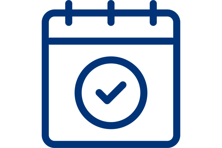 A calendar icon with a check mark