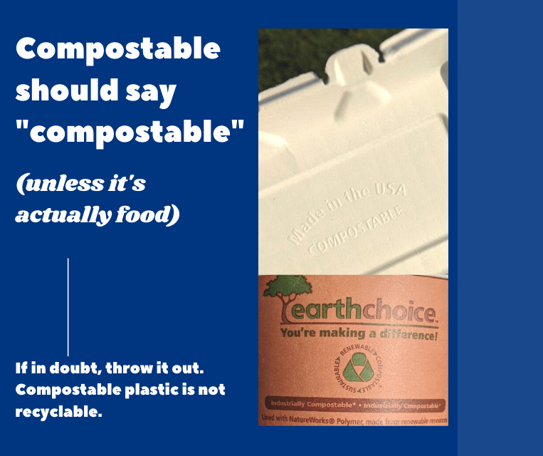 Containers that say "compostable"