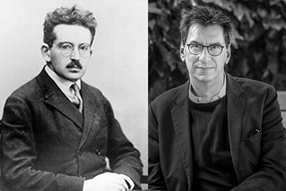 black and white photos of Walter Benjamin and Peter Gordon side by side