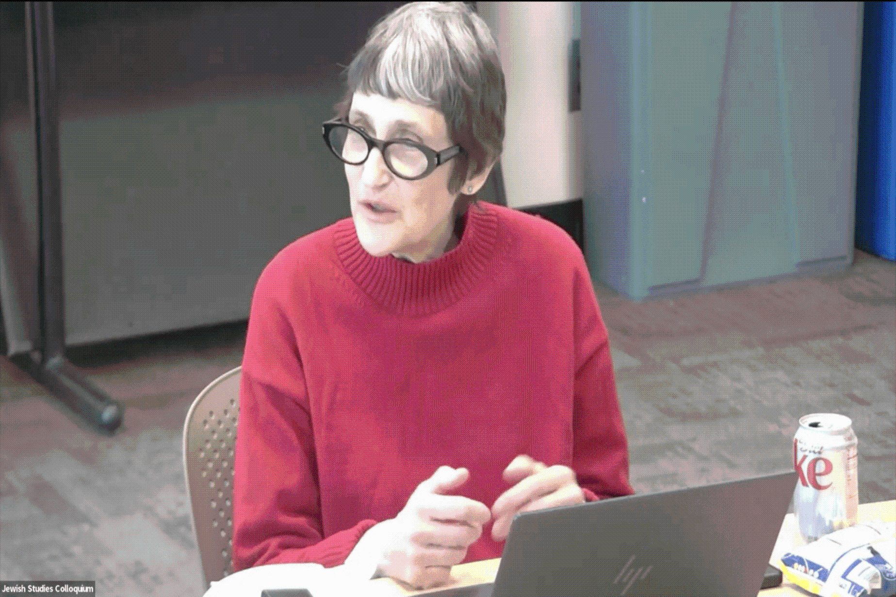 An image of Tamar Hess presenting at the Jewish Studies Colloquium.