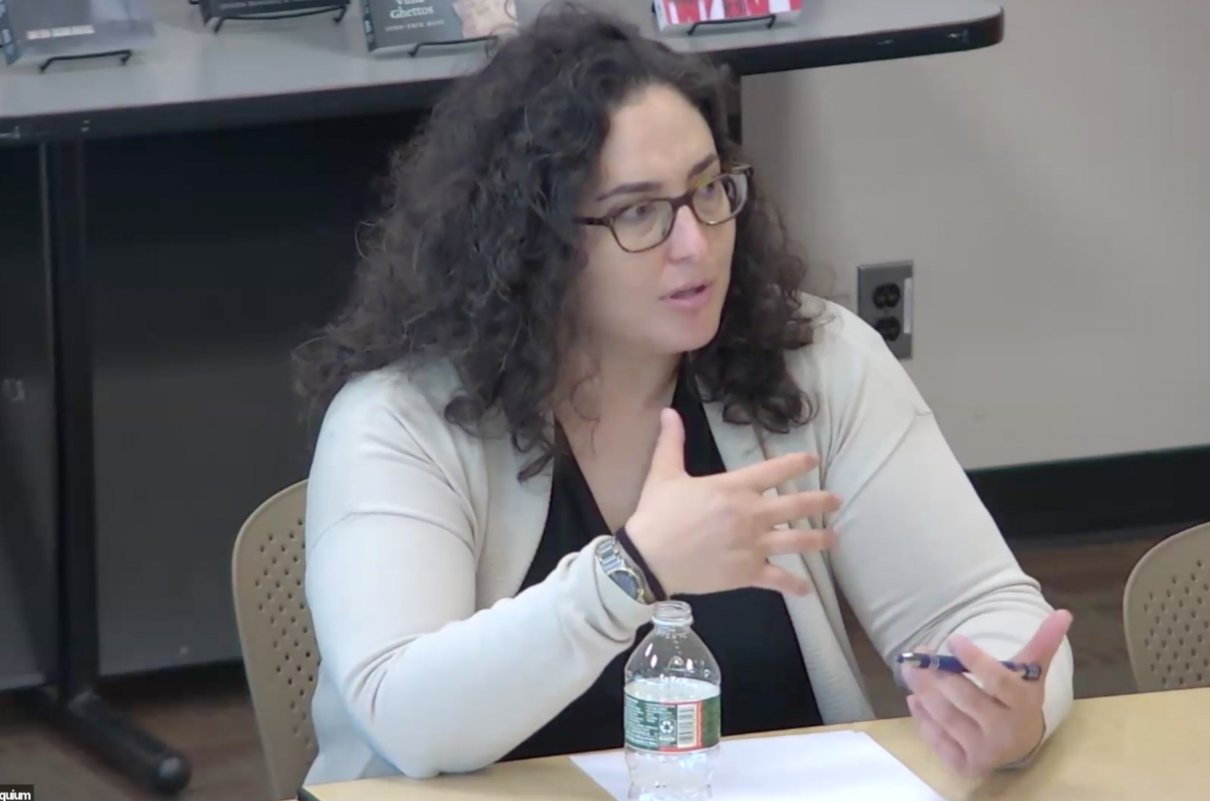 An image of Sari Siegel presenting at the Jewish Studies Colloquium.