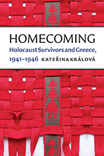 The book cover of Homecoming depicting an interwoven red fabric.