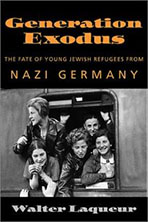 Cover of "Generation Exodus: The Fate of Young Jewish Refugees from Nazi Germany" with photo of five young women leaning out the window of a train.