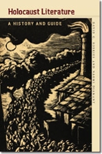 Cover of "Holocaust Literature" with woodcut print of a concentration camp.