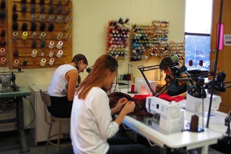 Students sewing