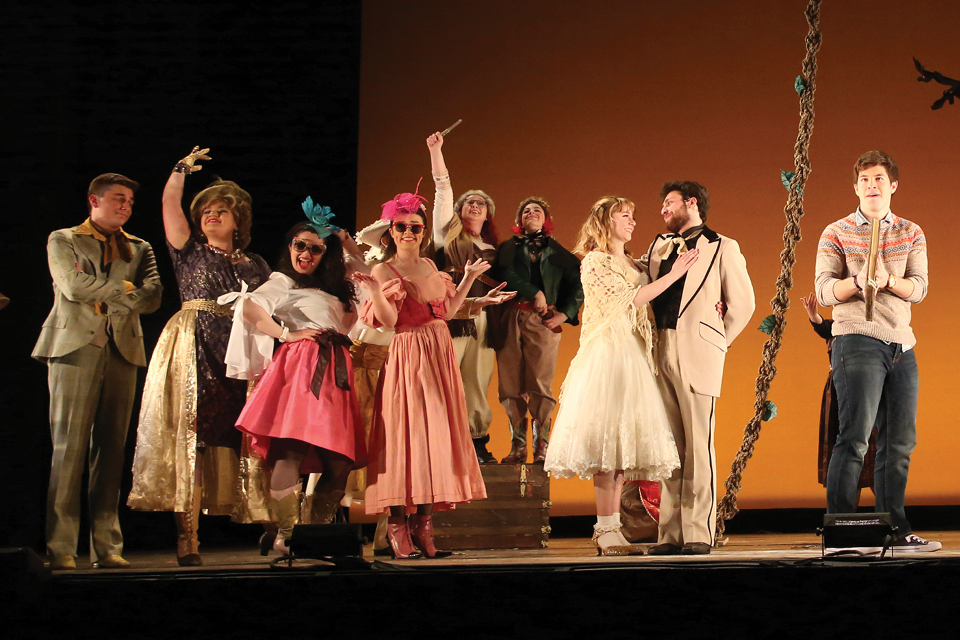 A group of actors on stage during Into the Woods