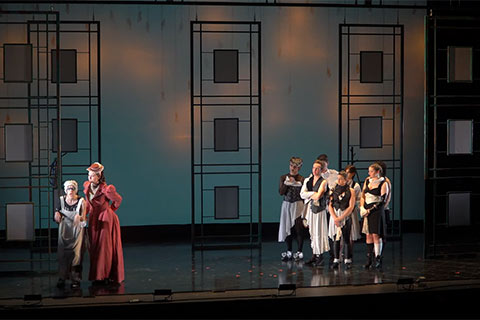 Actors on stage during the production of Orlando