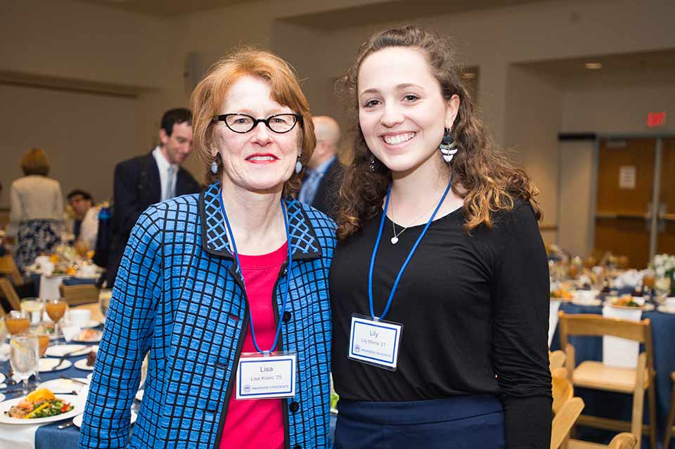 Chair Lisa R. Kranc with a student