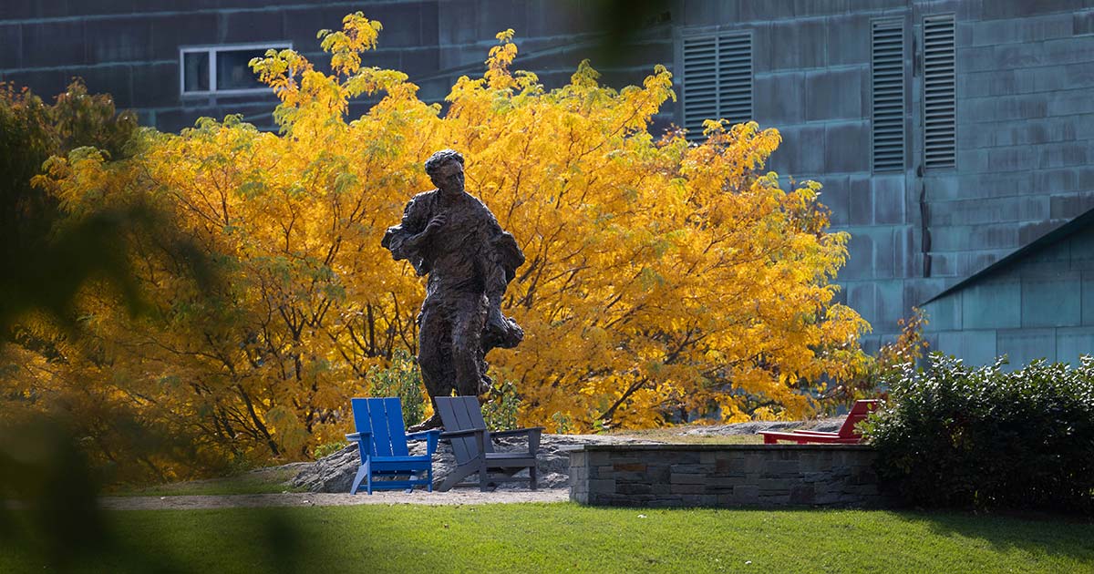 Louis Brandeis Statue in the Fall