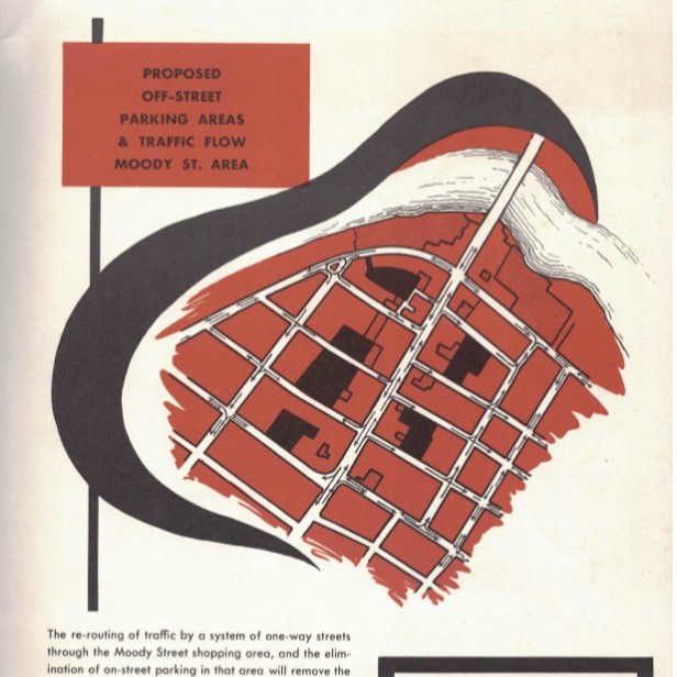 Old map of downtown Waltham