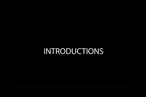 Black background with text that reads "Introductions"