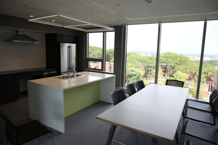 View of a residential hall dining room