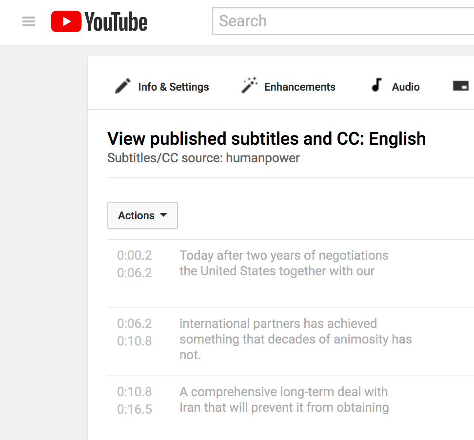youtube screenshot selecting subtitle format