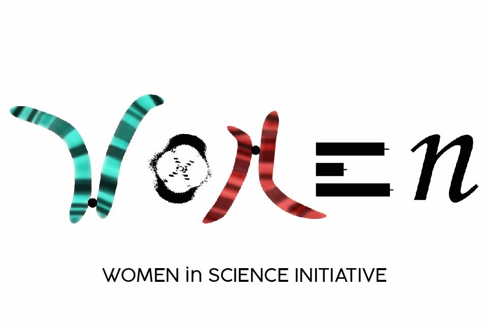 The WiSI logo spells 'women' using x-chromosomes, Rosalind Franklin's x-ray crystallography, a bar graph, and the  sample size or natural numbers 'n'